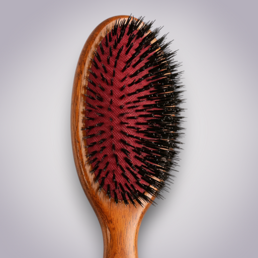 Professional Boar Bristle Cushion Brush for Smoothing and Natural Shine