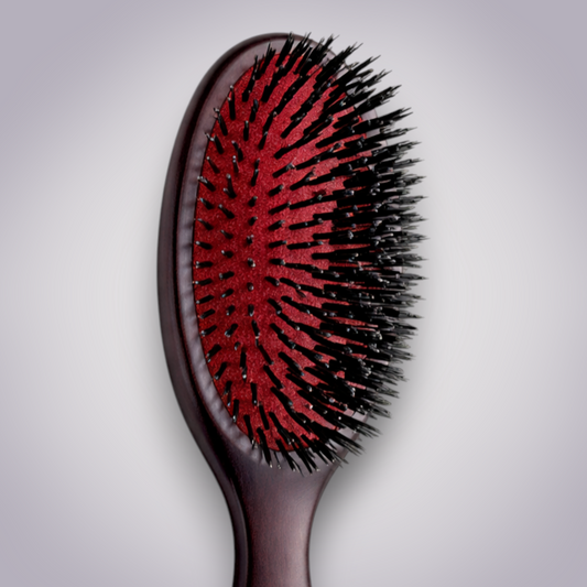 Professional Boar Bristle Cushion Brush for Smoothing and Natural Shine